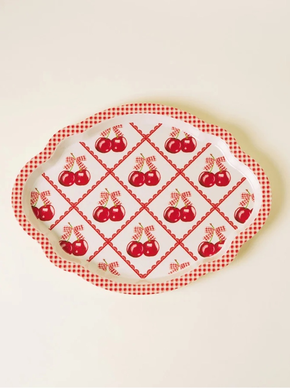 Posh Peanut Red Cherry Pattern Serving Platter